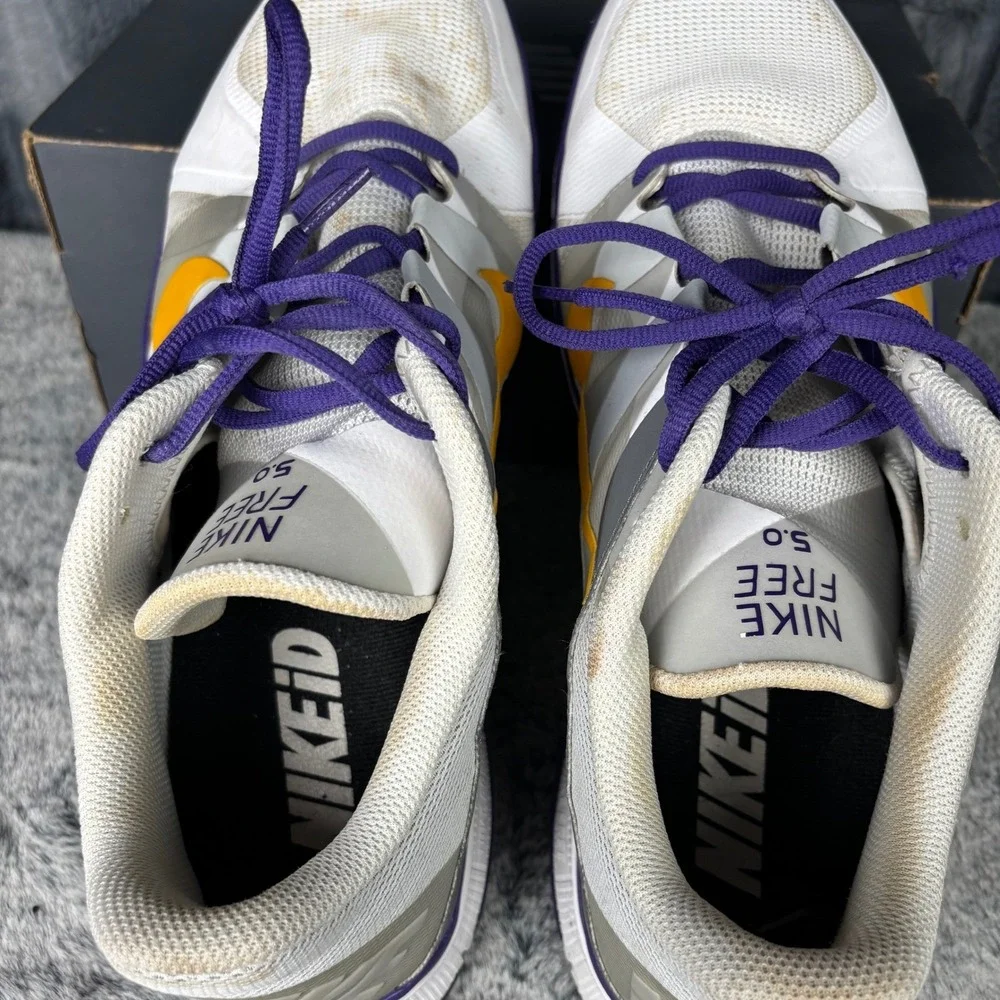 Nike Free 5.0 NikeID Mens Training Shoes White Purple Gold 535990-991 Size 14